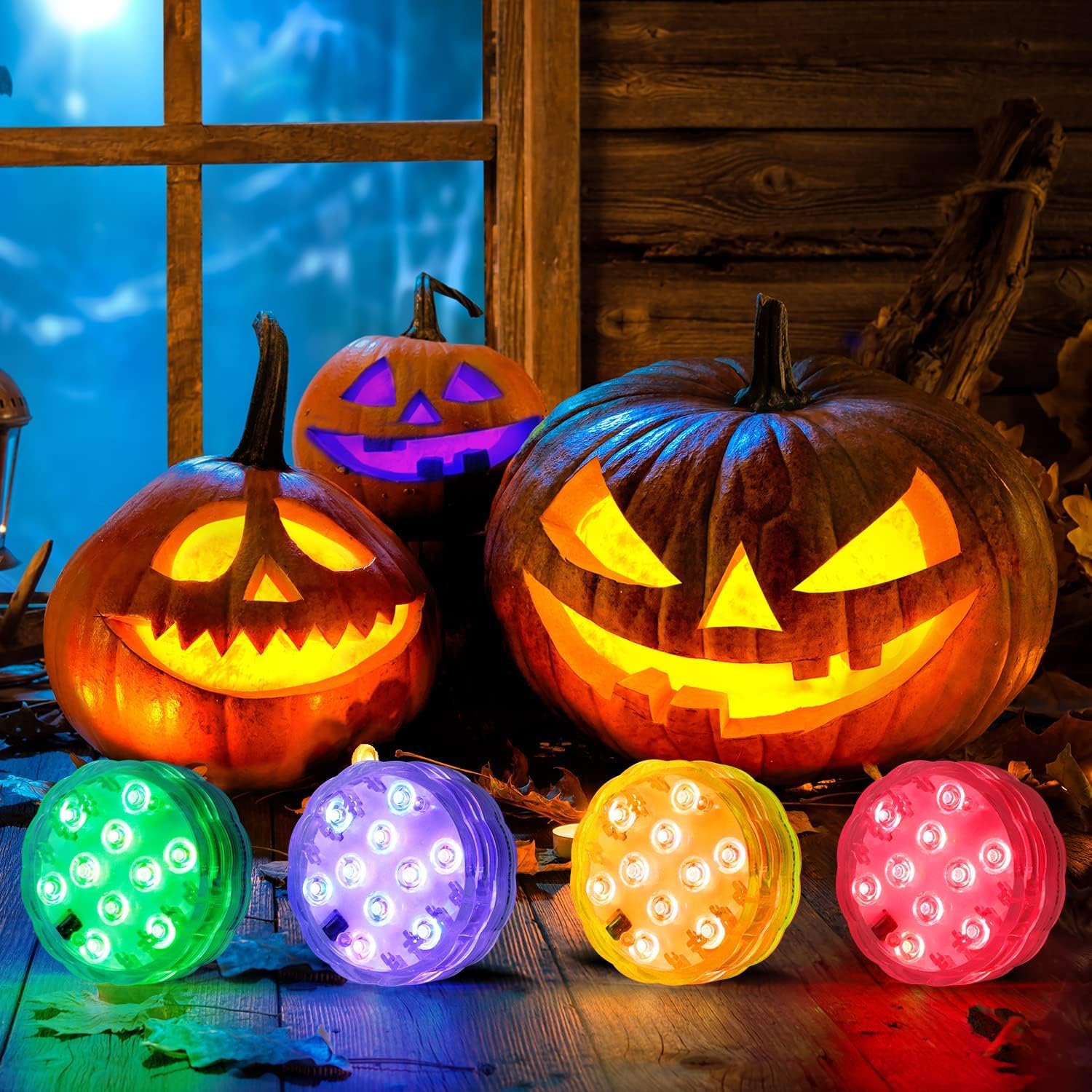 Halloween Pumpkin 多色LEDライト付き Amazon.com: LUXJET LED Lights with Remote for Christmas